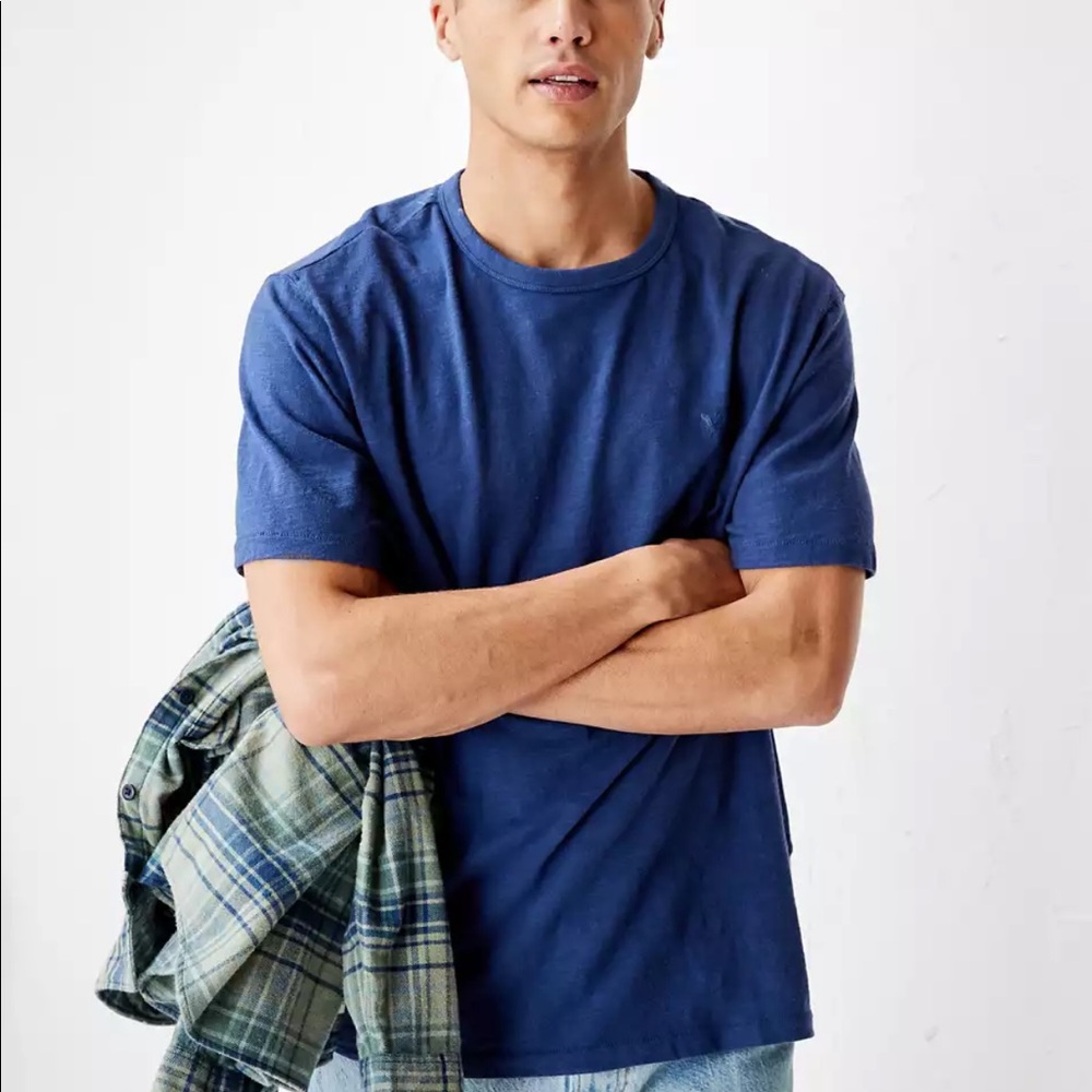 American Eagle Mens medium Blue Heather Blend Crewneck Tee T-Shirt short